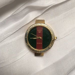 Gucci watch face gold red green logo